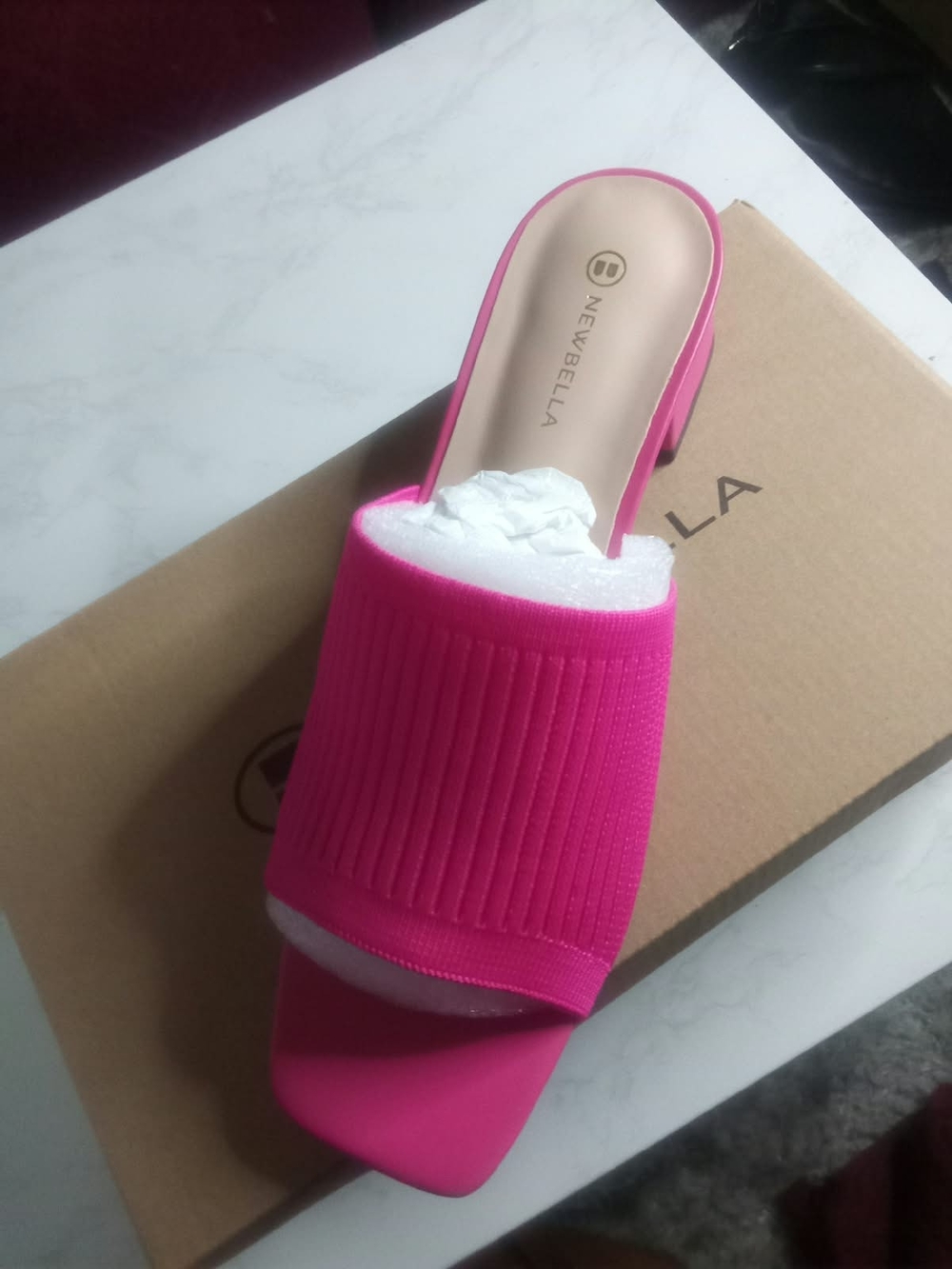 & Other Stories Hot Pink Ribbed Slide Mules